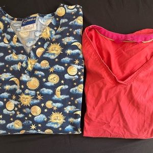 2 scrub tops